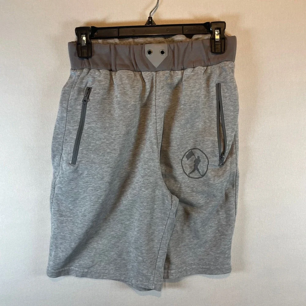 Baseballism Mens Gray Sweat Shorts Elastic Waist Zip Pockets‎ Size Medium